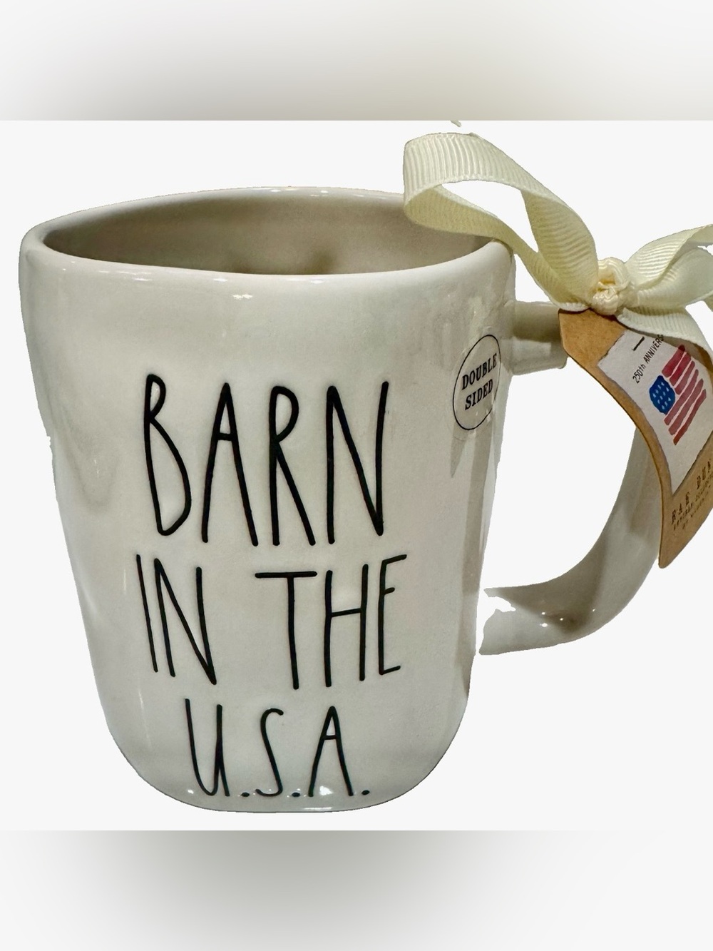 Rae Dunn Patriotic Coffee Mug “Barn in the USA” Flag Covered Pig, Chicken,Cow